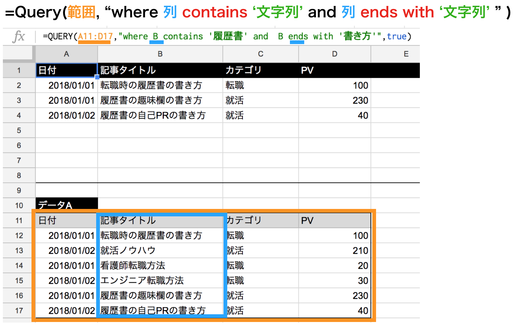 query関数のcontainsとendswithを併用